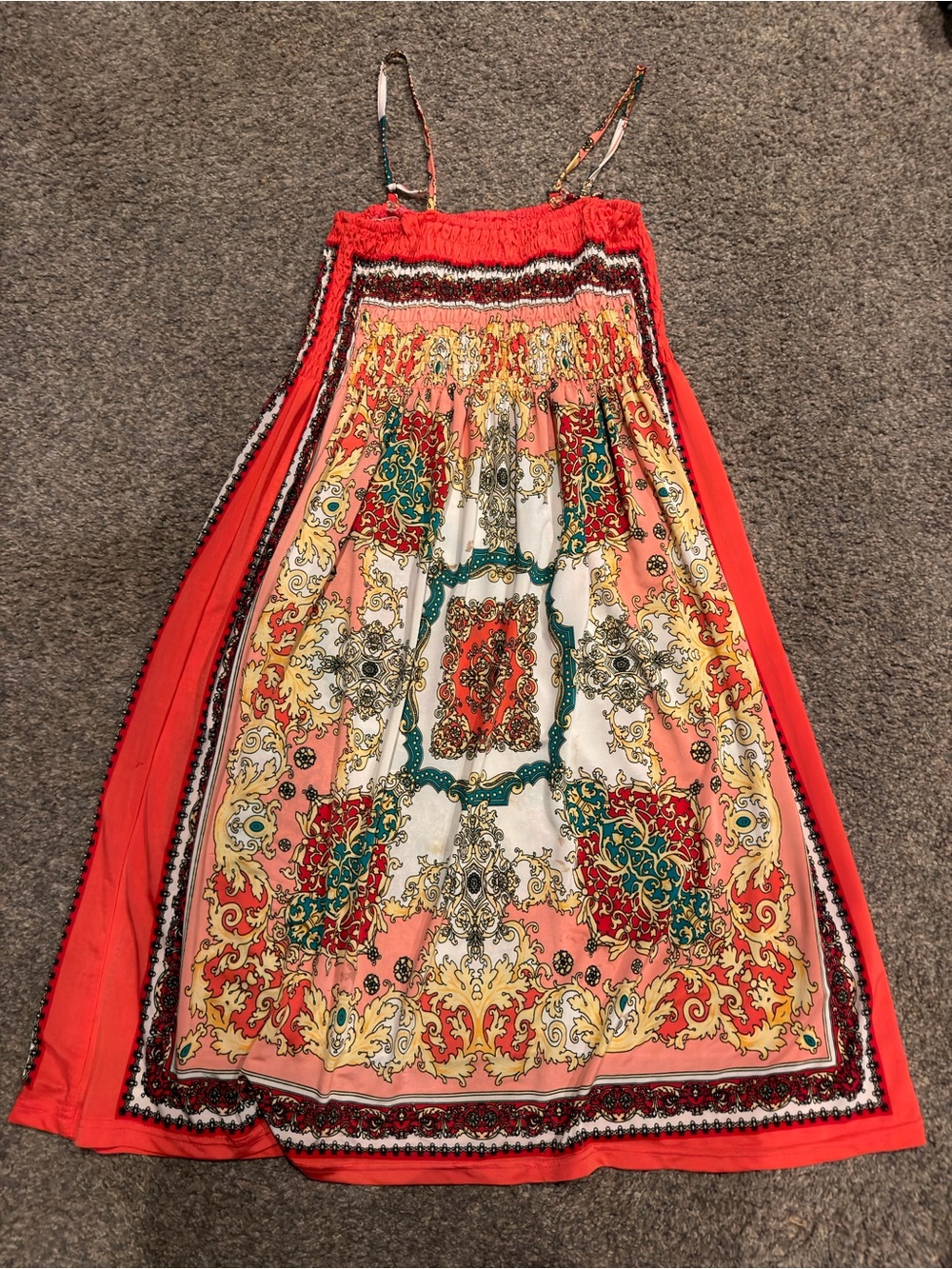 India Boutique Red Multicolor Printed Maxi Skirt Dress